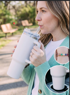 40oz Tumbler with Handle Insulated Stainless Steel